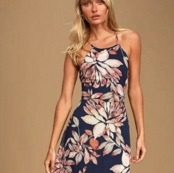 LULU'S Adventure Seeker Blue Maxi Dress Sz S - Picture 4 of 6